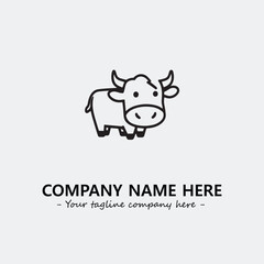 Cow illustration black and white for logo company vector image
