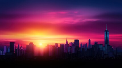 Fototapeta premium NYC Skyline Sunrise Dramatic Colors