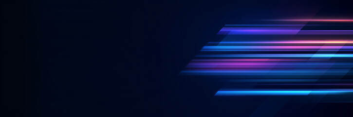暗い背景に走る未来的な青と紫のスピードライン