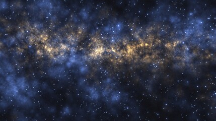 Fototapeta premium Spectacular view of a galaxy's star-filled core surrounded by blue cosmic dust.