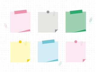 カラフルなメモや付箋が貼られた白いボードの背景イラスト