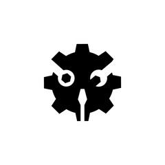 Gear and Wrench Icon Flat Design