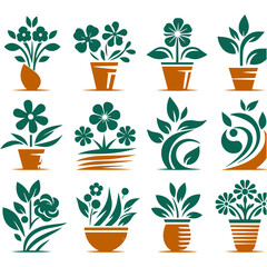 Desert Flower Pots Collection Cactus Succulent Vases Vector Graphics