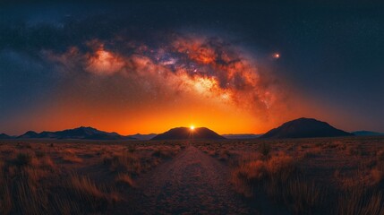 Fototapeta premium Ultra sharp photo of Milky Way over silent desert horizon no background elements,generative ai illustration