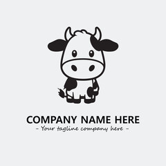 Cow illustration black and white for logo company vector image
