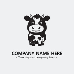 Cow illustration black and white for logo company vector image
