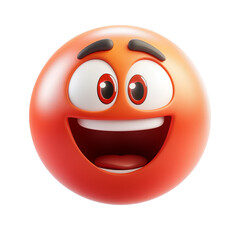 Fototapeta premium Cute Cartoon Emoji Smiling with Wide Eyes — Transparent PNG 