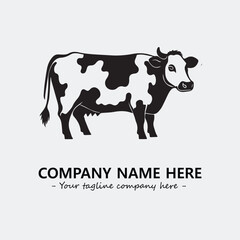 Cow illustration black and white for logo company vector image
