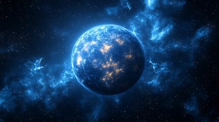 Obraz premium Planet in Nebula Space