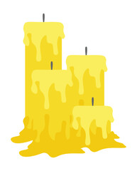 Group of Unlit Candles on Transparent Background.