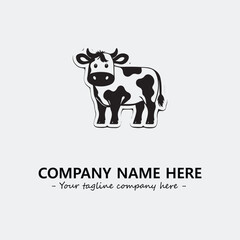 Cow illustration black and white for logo company vector image
