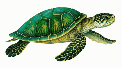 Emerald drift turtle isolated watercolor vector illustration svg