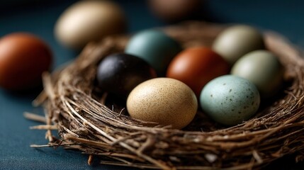 Fototapeta premium Serene Natural Eggs Collection Nestled in Twigs
