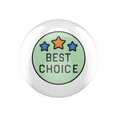 Best choice with stars rounded glossy icon, minimalist symbol design