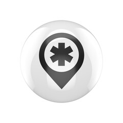 Obraz premium emergency rounded glossy icon, medical hospital minimalist symbol design