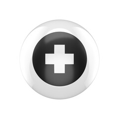 Obraz premium first aid kit glossy icon, minimalist symbol design