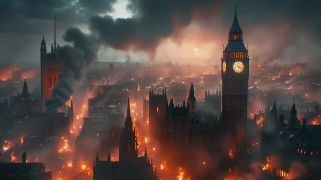 都市の風景と時計塔のアポカリプス / Urban Landscape with Clock Tower, Apocalypse1