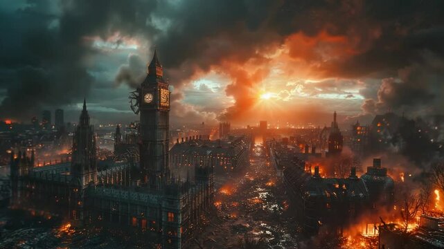 都市の風景と時計塔のアポカリプス / Urban Landscape with Clock Tower, Apocalypse5