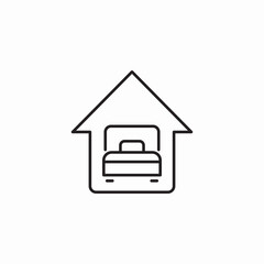 home with bed  icon sign vector