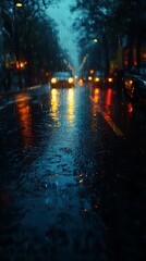 Rainy Night City Street Blur