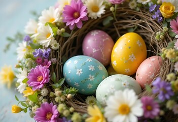 Floral Easter Eggs Nest: A Delicate Springtime Arrangement