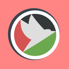 Sticker dove in a circle. Palestine elements. Good for prints, posters, logo, infographics, etc.