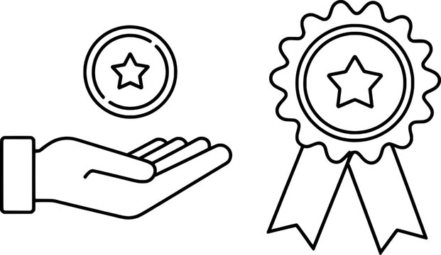 Receiving Star Achievement Award Outline Icon Design Reward Concept Isolated