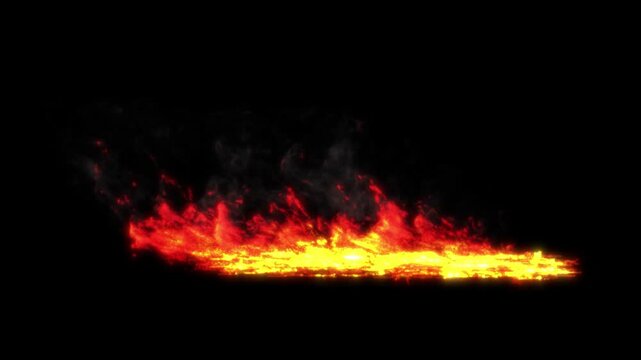 realistic fire 3D render of flame thrower for movie or game 4K. Dragon fire breath render for video high resolution