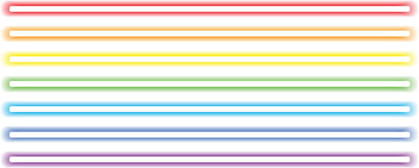 set of vector neon lines, abstract colorful rainbow underlines collection	