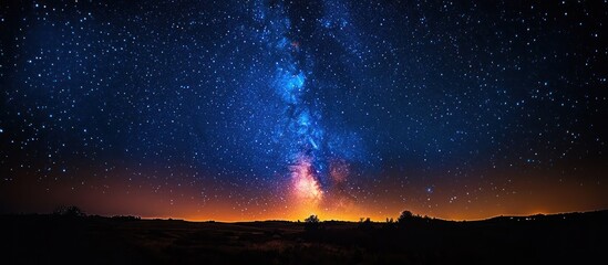 Milky Way over a night landscape
