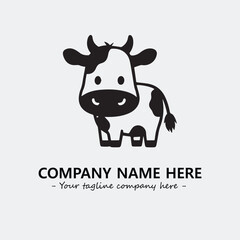 Cow illustration black and white for logo company vector image
