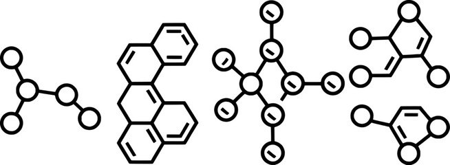 Molecular Structure Diagrams In Line Art Style For Scientific Visualizations