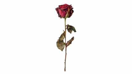 a single flower dead stem against a on a transparent background, PNG image, PNG file, Generative art.