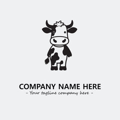 Cow illustration black and white for logo company vector image

