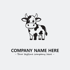 Cow illustration black and white for logo company vector image
