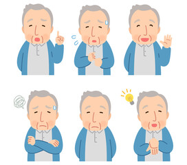 高齢男性　表情ポーズ　シニア　高齢者　後期高齢者