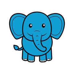 Fototapeta premium A cheerful, funny baby elephant cartoon vector illustration, a cute gray mammal character from the wild safari