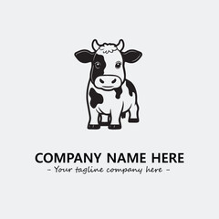 Cow illustration black and white for logo company vector image
