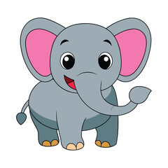 Obraz premium Cute baby elephant and mouse cartoon vector illustration shows funny animal love