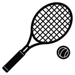 Tennis racket and ball isolated vector illustration for sport game equipment