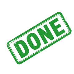 Green grunge stamp with the word DONE on isolated white and transparent background, concept for project completion, checklist, task management, and business workflow