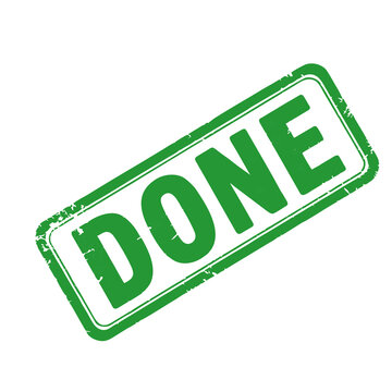 Green grunge stamp with the word DONE on isolated white and transparent background, concept for project completion, checklist, task management, and business workflow