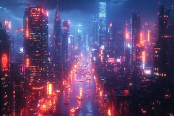 Fototapeta premium Futuristic cityscape at night