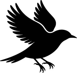 Black Silhouette Of A Bird With Outstretched Wings Ready To Land