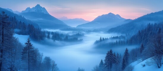 Obraz premium Misty Mountain Valley in Winter