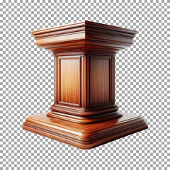 a wooden podium with a sleek and modern design, natural wood grain and a glossy finish, Natural Wood Display Stand for Products on transparent background, png, psd
