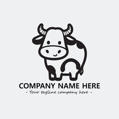 Cow illustration black and white for logo company vector image
