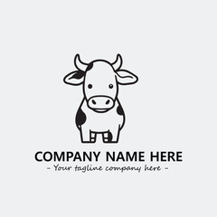 Cow illustration black and white for logo company vector image

