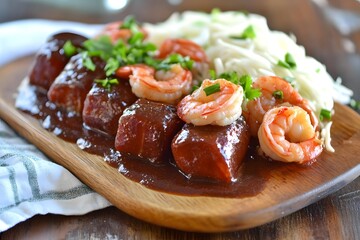 Delicious Glazed Salmon with Shrimp and Coleslaw