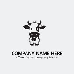 Cow illustration black and white for logo company vector image
